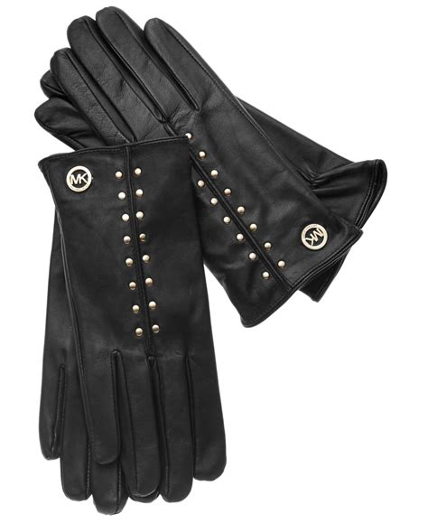 michael kors black leather studded gloves|Michael Kors leather gloves women.